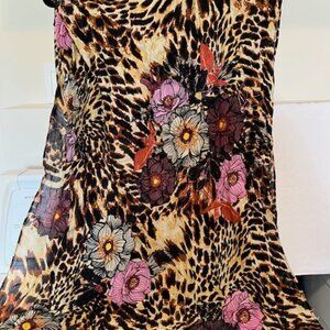 Anne Klein leopard and floral pattern scarf.